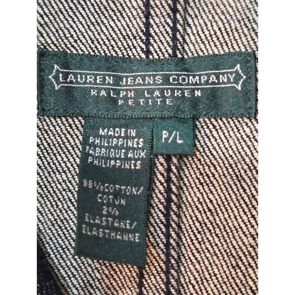 Lauren Jeans Co Ralph Lauren Petite PL Blue Denim Double Breasted Jacket Blazer - Picture 10 of 13